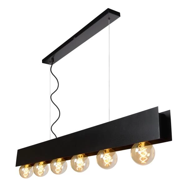 Lucide SURTUS - Hanglamp - 6xE27 - Zwart - detail 3